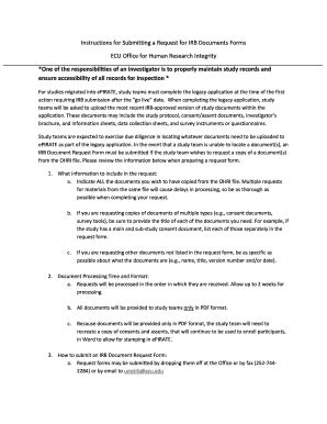 Fillable Online Ecu Instructions For Submitting A Request For Irb