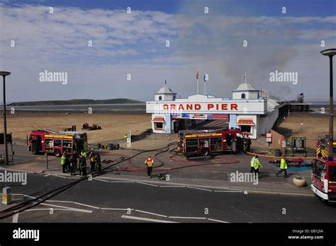 Weston-super-Mare pier fire. The Grand Pier at Weston-super-Mare after ...