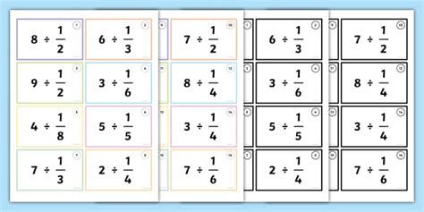 Dividing By Unit Fractions Task Cards For 3rd 5th Grade