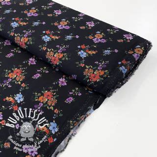 Viscose Radiance Darkness Flowers Black Digital Print Bubutissus Fr