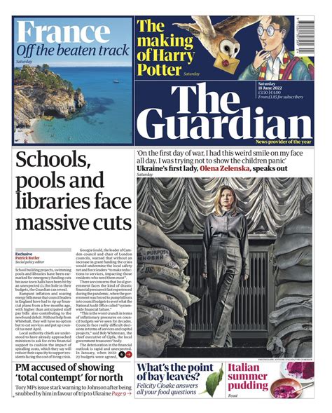 Guardian Front Page 18th Of June 2022 Tomorrows Papers Today