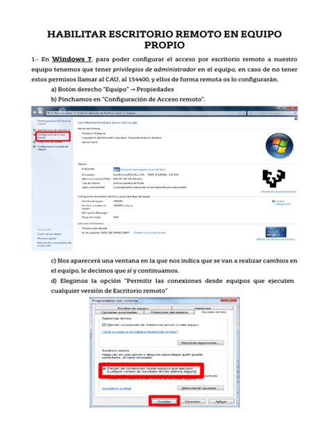 Manual Para Habilitar Escritorio Remoto En Equipo Propio