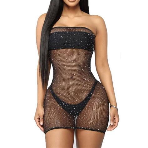 Uaang Lace Sexy Lingerie Bodycon Dress Women S Nightie Transparent Mesh