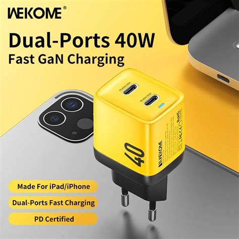 Wekome Cargador Usb Tipo C Dispositivo De Carga Rápida 40w Gan 20w