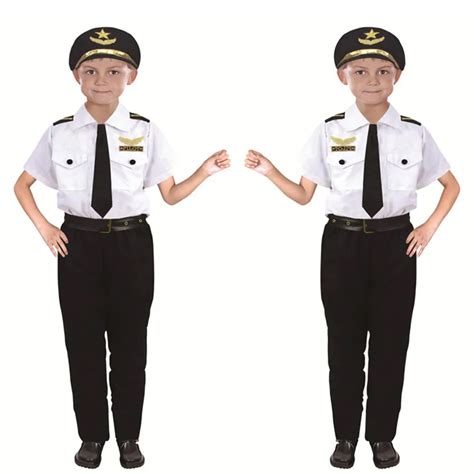 Kids Pilot Costumes Children Cosplay for Boys Girls Flight Attendant Costume Airplane Aircraft ...