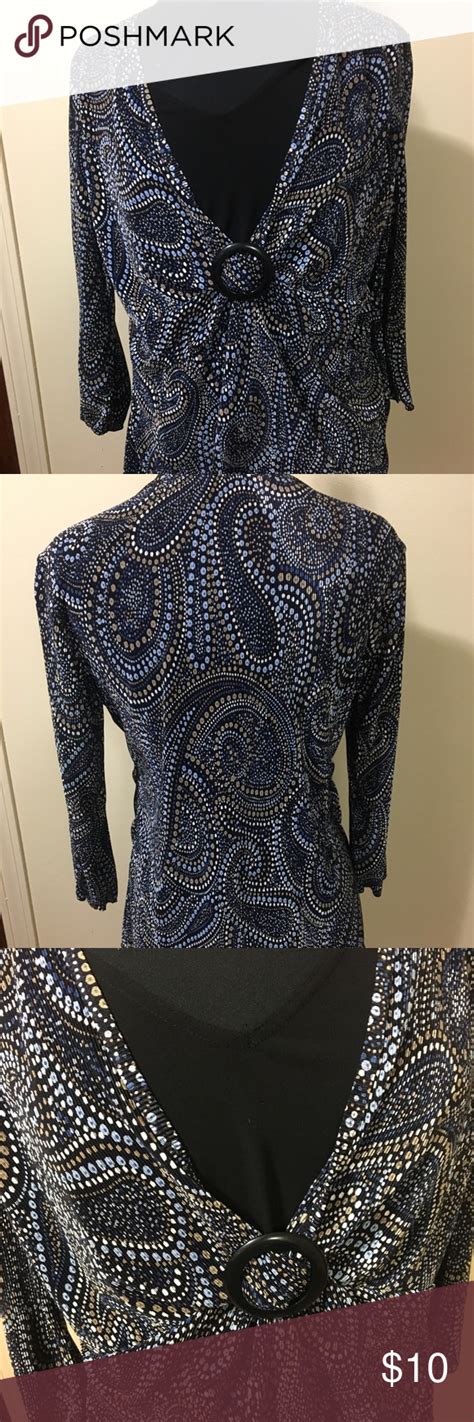 Dress Barn Sleeve Paisley Blouse Paisley Top With Inch Sleeves