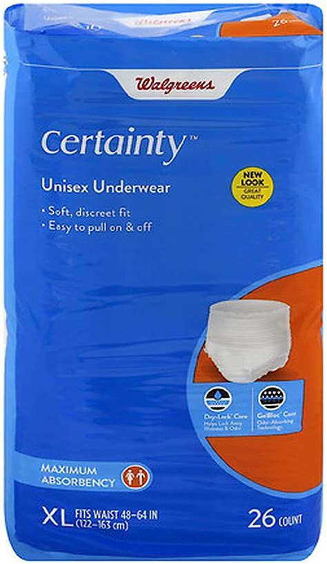 Walgreens Certainty Unisex Underwear Maximum Absorbency X Large 26 Ea 1 Health