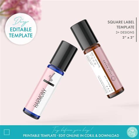 Editable Floral Roller Bottle Label Template Printable 10 Ml Essential