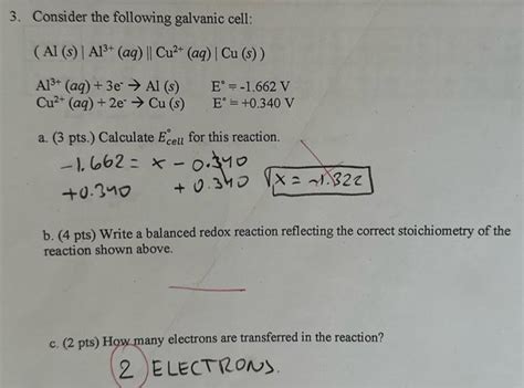 Solved Consider The Following Galvanic Cell Chegg