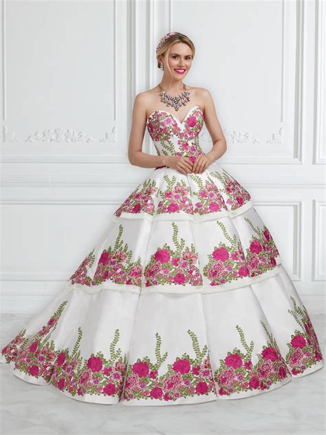 Strapless Floral Embroidered Quinceanera Dress By House Of Wu 26952