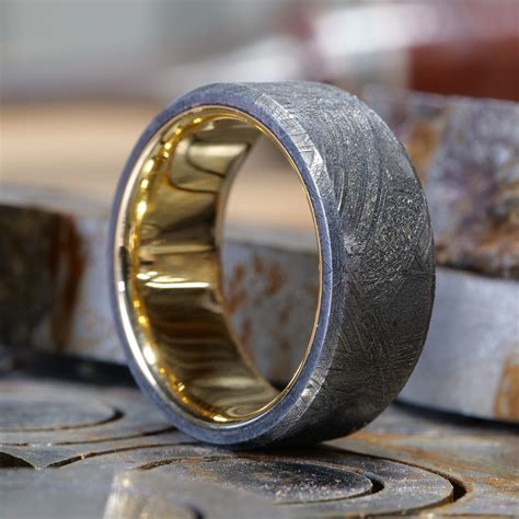 Meteorite Ring With Real Gold Liner Patrick Adair Designs