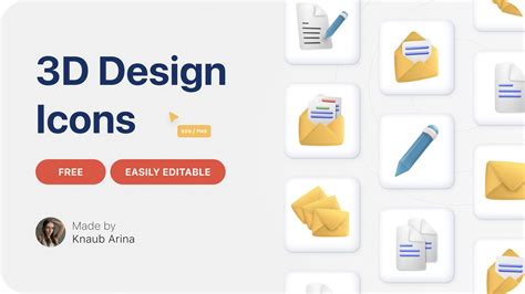 FREE 3D Design Icon Pack With Work Files Documents Objects And