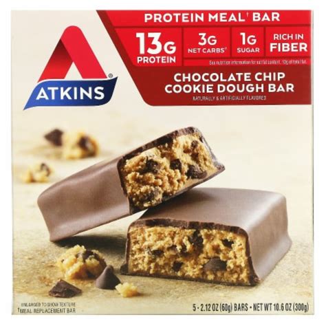 Atkins Advantage Chocolate Chip Cookie Dough Meal Bars 5 Ct Kroger