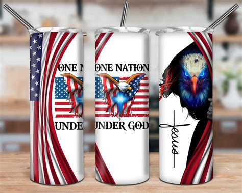 One Nation Under God American Eagle US Flag 20oz Tumbler Etsy