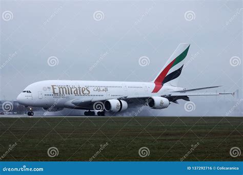 Emirates Airbus A380 Taking Off from Runway Editorial Photo - Image of ...