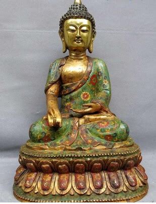 Zmrui China Bronce Gild Cloisonne Fina Escultura Budismo Shakyamuni