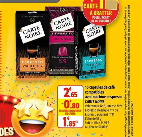 Promo Capsules De Caf Compatibles Avec Machine Nespresso Carte