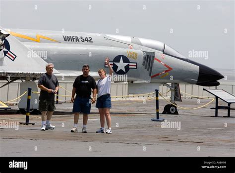 Visitors Aboard The Former Us Navy Aircraft Carrier Uss Lexington Now A