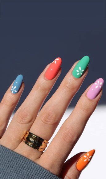 50 Eye Catching Nail Art Designs Different Colour Nails With Flower