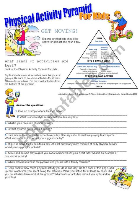 Physical Activity Pyramid - ESL worksheet by Doroteia (F)