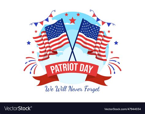 Happy Usa Patriot Day With United States Flag 911 Vector Image