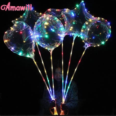 Amawill Pc Inch Luminous Led Balloons Transparent Helium Ballons