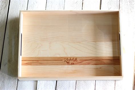 Custom Personalized Wood Serving Tray Engraved Name And Date