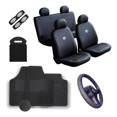 Kit Capas Couro Banco Carro Tapetes Volante Volks Brindes