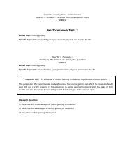 Performance Tasks In Iii Docx Inquiries Investigations And Immersion