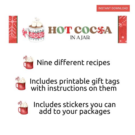 Hot Chocolate Mix Printable Gift Tags Hot Cocoa Recipes Hot Cocoa