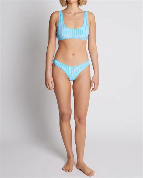 Shop Rhythm Terry Sands Stripe Surf Crop Bikini Top In Blue Fast