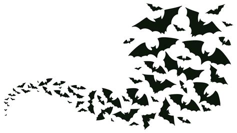 Flying halloween bats silhouettes. Bats flock flying wave, vampire ...