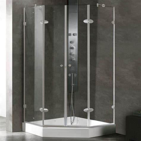 Vigo Gemini 42125 In X 7875 In Frameless Neo Angle Shower Enclosure In Brushed Nickel With