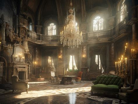 Luxury interior of the old castle for background. 3d rendering ...