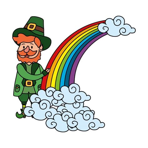 Premium Vector | Leprechaun with rainbow