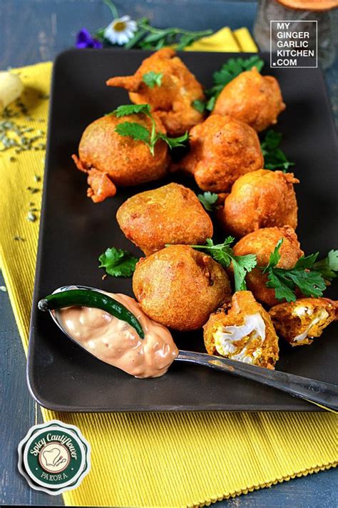 Gobi Pakora Recipe Crispy Cauliflower Pakoda My Ginger Garlic Kitchen