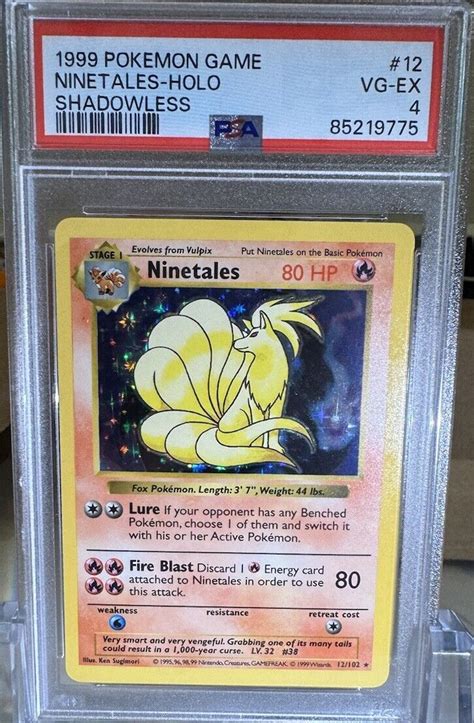 1999 Pokemon Base Set Shadowless Ninetails Holo Psa 4 Vg Ex 12102 Wotc