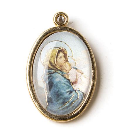 Medaglia Dorata Con Immagine Resinata Madonnina Ferruzzi Vendita