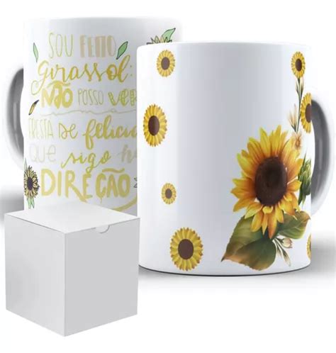 Caneca Girassol Personalizada Porcelana Ml Mod Mercadolivre