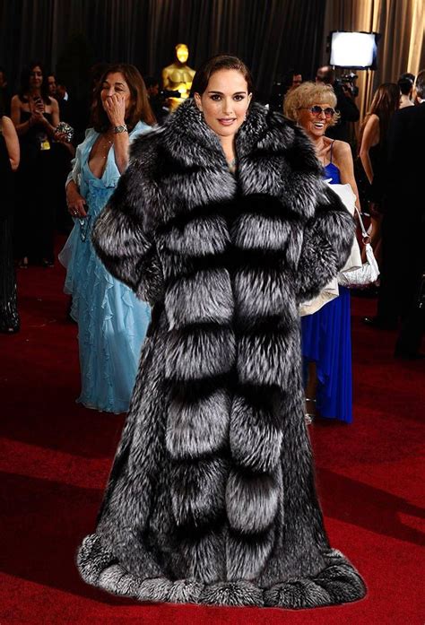 Natalie Portman In Silver Fox Fur By Furhugo Fox Fur Jacket Fur