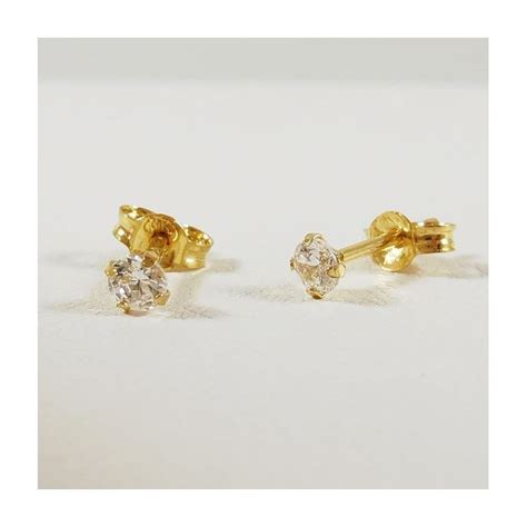 Boucles D Oreilles Puces Oxydes De Zirconium Or Jaune Carats