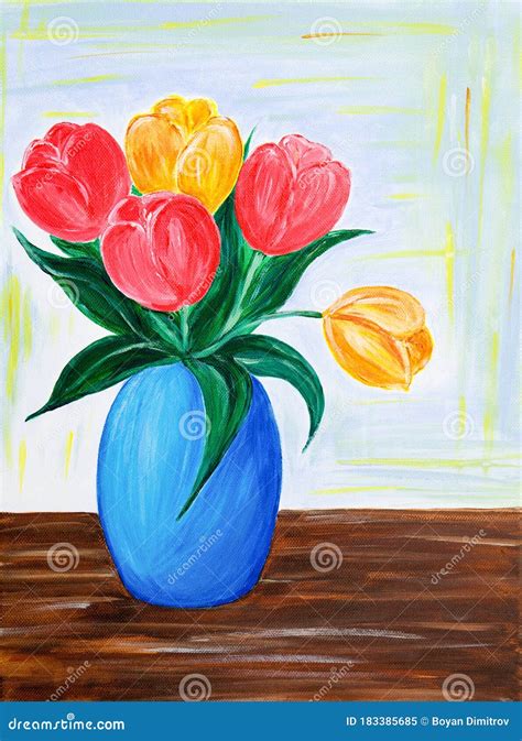 Tulips In Vase Stock Illustration Illustration Of Flower 183385685