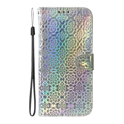 For Tecno Camon Colorful Magnetic Buckle Leather Phone Case Silver