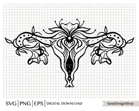 Uterus Svg Floral Uterus Svg Blooming Of Uterus Uterus Cut File