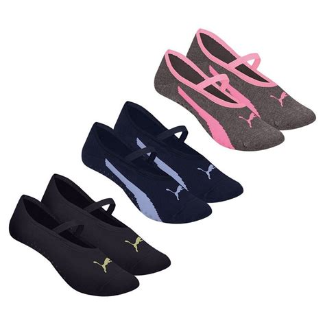 Kit 3 Pares De Meias Puma Sapatilha Pilates Antiderrapante Feminina Preto