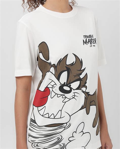 Camiseta Feminina Looney Tunes Taz Branca Warner Bros Fanlab Oficial