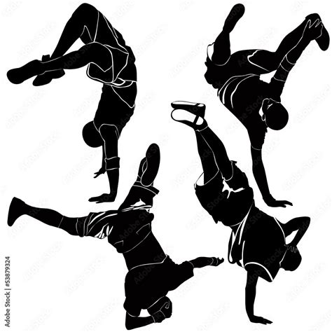 breakdance silhouette break dance Stock Vector | Adobe Stock