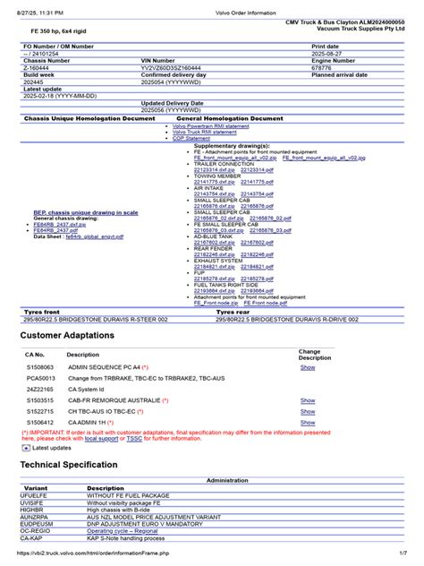 Volvo Bodybuilder Instruction - OrderInformationFrame - PHP | PDF ...