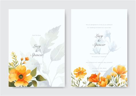 Premium Vector Vector Watercolor Spring Flower Wedding Invitation