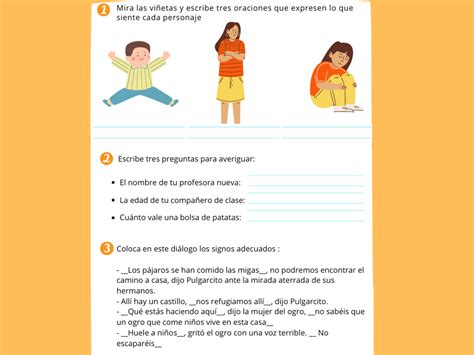 Signos de interrogación y exclamación Ficha de Lengua para 3º de Primaria